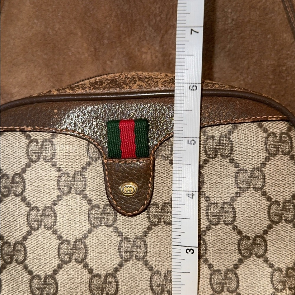 Gucci Beige GG Canvas Crossbody with Brown Leather Trim and Green-Red Web - Picture 12 of 15